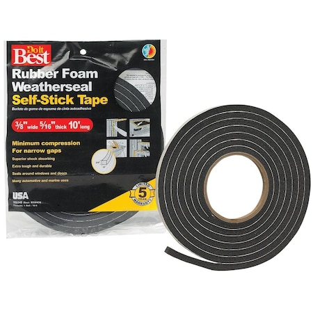All-Source 3/8in. W x 5/16in. T x 10' L Black Foam Weatherstrip Tape R538HDB